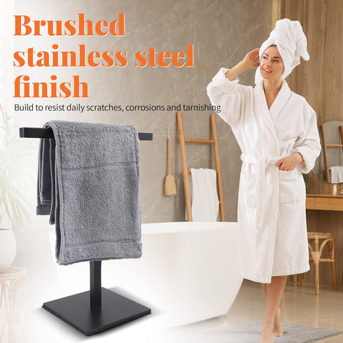 T-Shape Hand Towel Holder Stand, SUS304 Stainless Steel for Bathroom, Kitchen or Vanity Countertop Storage