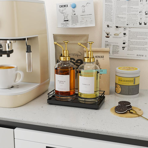 Oak Bathroom Trays for Counter, 7" L Small Wooden Vanity Tray for Perfume, Soap, Mouthwash, Key Holder for Kitchen Sink.