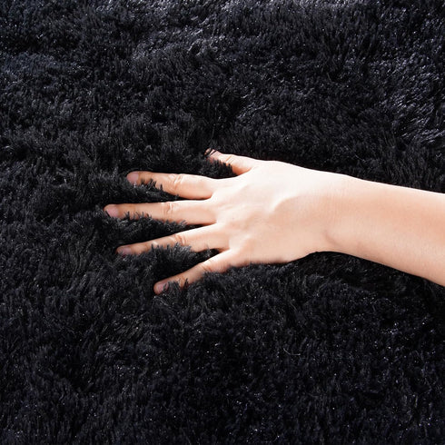 5x8 Zentavio Black Area Rugs for Living Room Bedroom Large Men Room Carpet Fluffy Furry Shag Aesthetic Plush High Pile