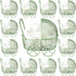 Threehoney 12 Pcs Baby Shower Mini Carriage Decoration Greenery Color Metal Wired Fillable