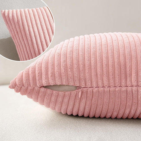 MIULEE Pack of 2 Soft Decorative Square Pillow Covers, 18 x 18 Inch, Pink