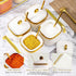 EABOSON 4 Pack Set Gold Condiment Spice Jars with Lids, Spoons, Tray - Ceramic Seasoning Box for Salt, Pepper, Sugar