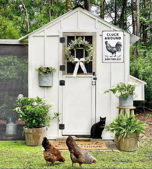8 12 Inch (3020) Smilelife Funny Chicken Gifts Chicken Cluck Around and Find Out Tin Sign for Home Farm Chicken Coop
