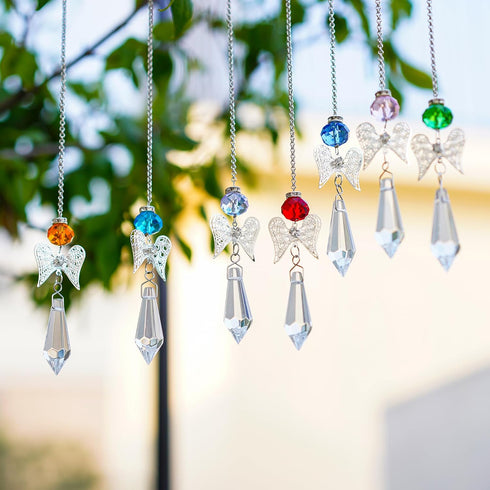 7-Piece Crystal Guardian Angel Suncatcher with Icicle Prisms