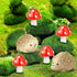 6 Pack CooBigo Resin Hedgehogs & Wood Mushroom Sculpture, Fairy Wild Garden Supplies, Figurines for Fairy Garden Wild