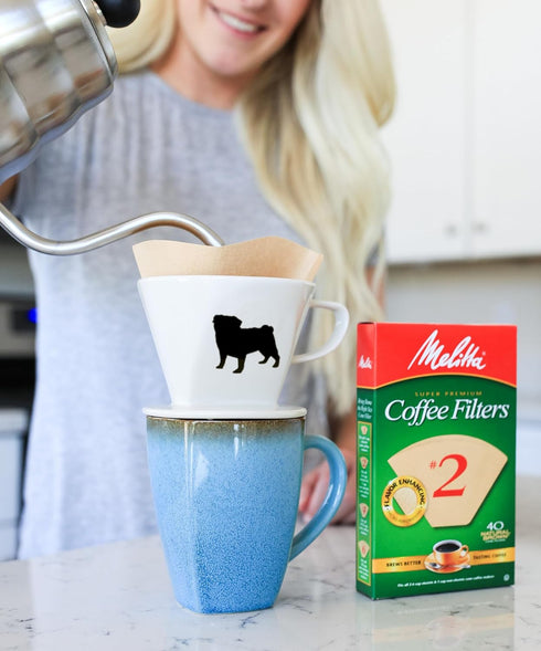 Coffee Pour Over Single Cup Ceramic Brewer Coffee Maker (Pug)