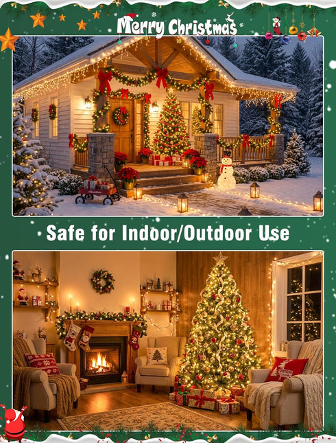Set 2 Pack 50 Count 13 Bulb Hopolon Clear Christmas Lights Feet Incandescent Green Wire Mini String Lights for Indoor