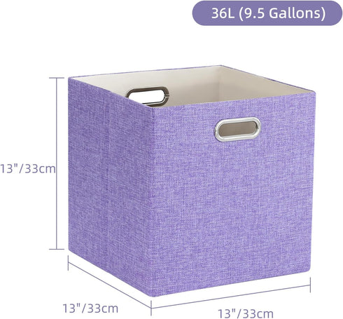 Foldable Cube Storage Bin Organizing Baskets, Fabric Storage Cubes with Handles for Shelf Closet, 13"x13"x13", Pack of