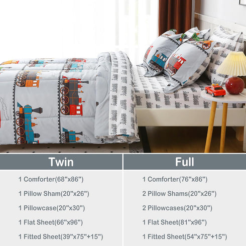 Sets Set 5 Viviland Kids Twin Bedding for Boys, Soft Twin Comforter with Sheets, Pieces Microfiber Bed in a Bag, Light