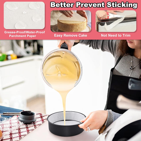 E-far 6 Inch Cake Pans Set of 2, Nonstick Stainless Steel Small Round Baking Pans with Parchment Paper