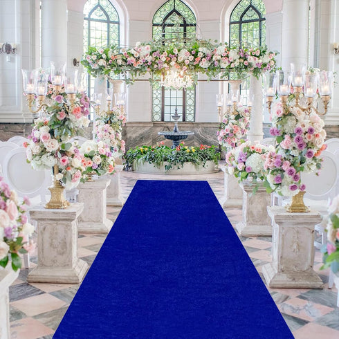 Royal Blue Velvet Aisle Runner 15FTx2FT for Wedding Ceremony, Bridal Shower, Indoor Church, Outdoor Hallway Runner