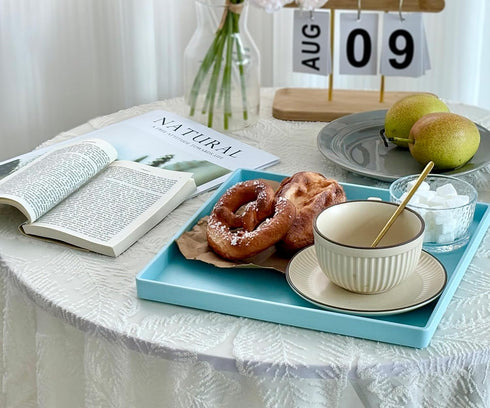 11 Inch Blue Square Plastic Tray - Organizer Tray for Bathroom Vanity, Dresser, Coffee Table, Nightstand | Decorative