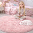 4Ft Amdrebio Light Pink Round Circle Rug for Girls Bedroom, Fluffy Cute Area Rugs for Kids Room Decor Aesthetic, Kawaii
