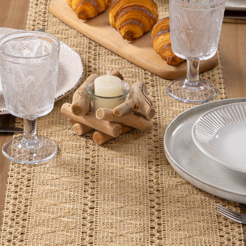 MLMW 60 inches Boho Table Runner Small Coffee Table Runner Rustic Burlap Macrame Jute Table Runner Dresser Runners