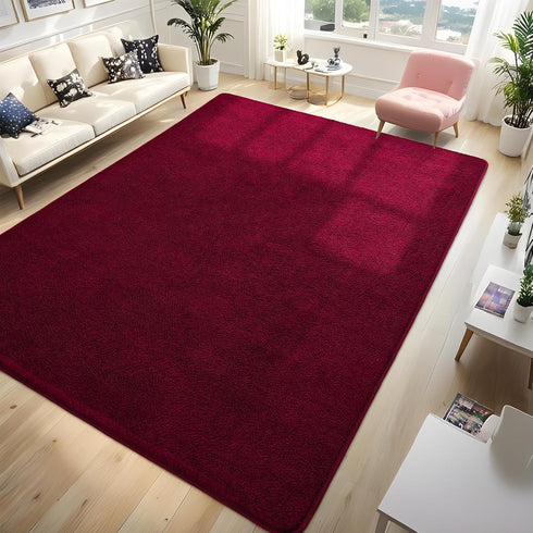 Burgundy Red Area Rugs for Bedroom Living Room, 4x6 Feet Indoor Memory Foam Rug, Modern Washable Shag Carpets