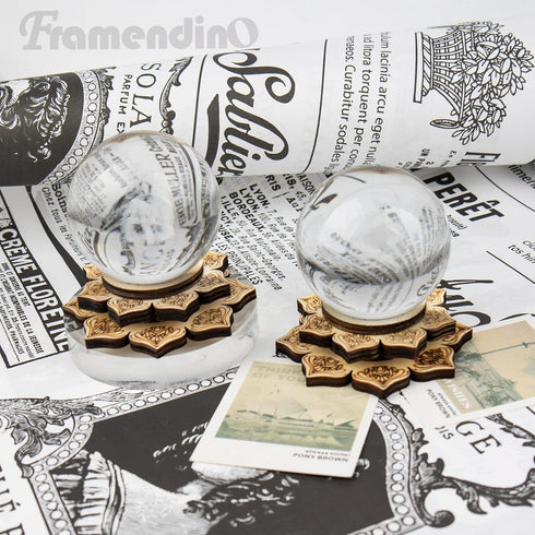3 Pack 30-150mm Framendino, Wood Crystal Ball Stand Flower Mini Sphere Display Wooden Holder