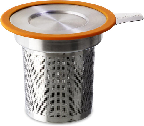 FORLIFE Brew-in-Mug Extra-Fine Tea Infuser with Lid, Orange