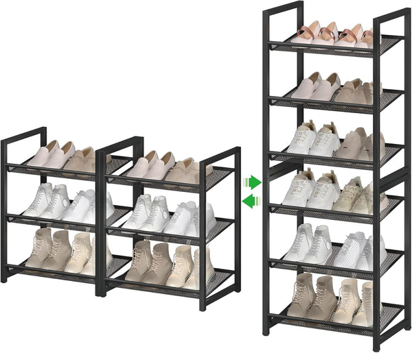 6 Tier Shoe Rack, Tall Metal Shoe Storage with Adjustable Shelves, Holds