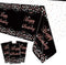 3 Pack Black and Rose Gold Tablecloths, Plastic Disposable Birthday Decorations, Rectangle Table Cover 51"x86" for