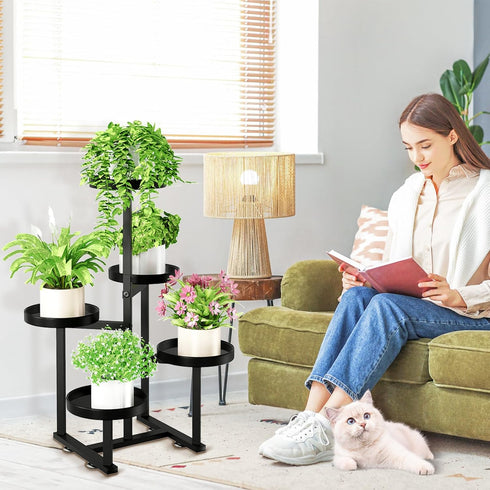5 27 Inch Tier Metal Plant Stand Indoor, Tiered Corner Plant Holders for Multiple Plants, Tall Flower Pot Holde Display