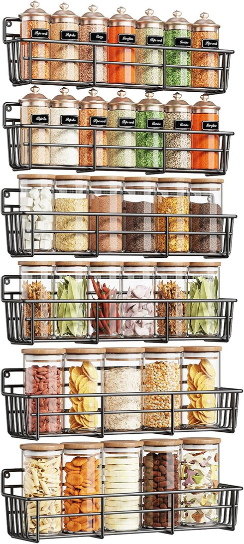 Mystozer Spice Rack wall mounted 6 Pack, Space-Saving Spice Organizer for Spice