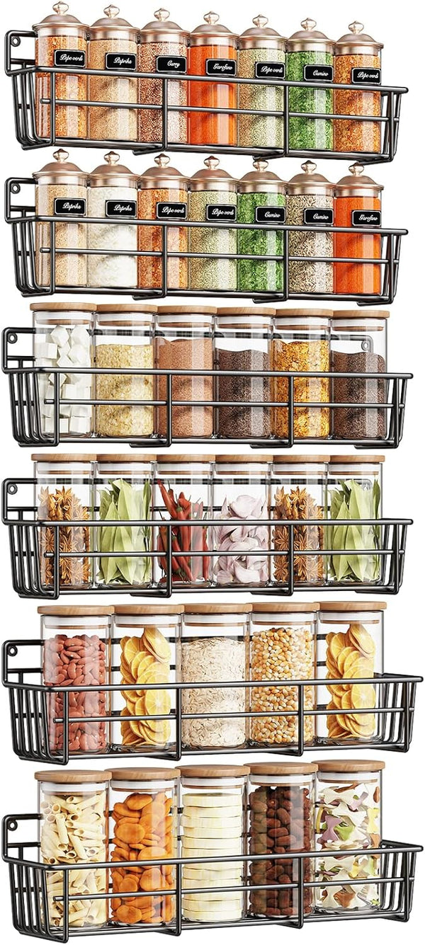 Mystozer Spice Rack wall mounted 6 Pack, Space-Saving Spice Organizer for Spice