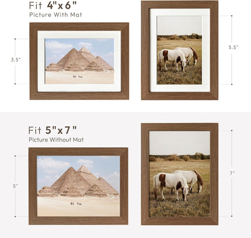 5x7 5 7 4x6(Openning 3.5x5.5), 7x5 5x7 Set 3) Picture Frame, Solid Oak Wood x Photo Frame with Mat to Size is Picture