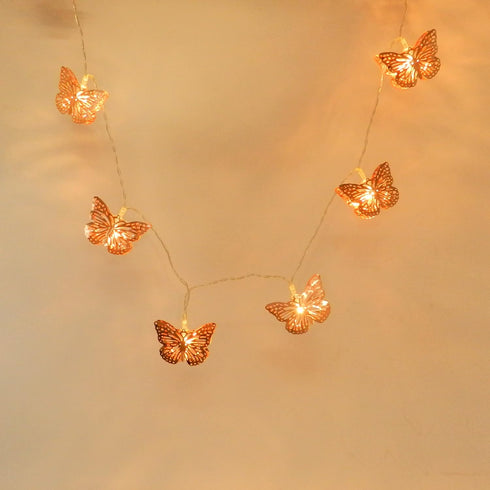 5 ft/10 CVHOMEDECO. Rose Gold Metal Butterfly LED String Lights Battery Operated with Timer for Home Wedding Party