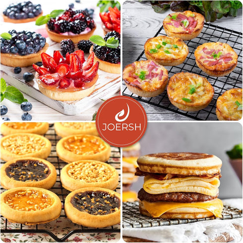 JOERSH 2-PK Silicone Egg Molds, 4 Inch Jumbo Muffin Top Baking Pans for Breakfast Egg Sandwich