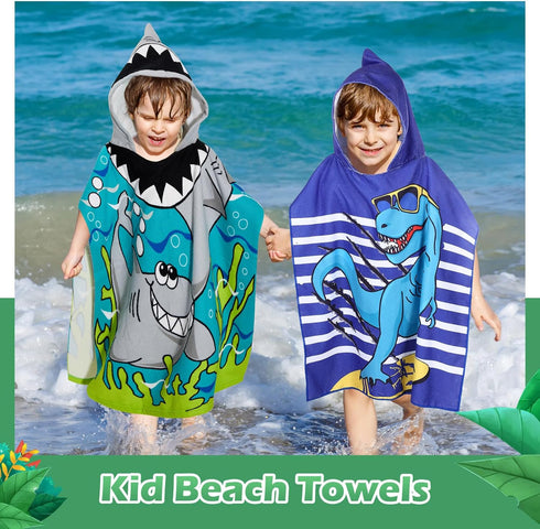 6 Oudain Pcs Kids Hooded Bath Towel with Hood Microfiber Beach Baby Pool Beach Towel for Boy Girls Toddler Kids