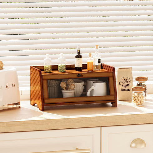 Countertop, Counter BAMBANG Bread Box for Kitchen Bamboo Bread Box for Homemade Bread, Wooden Farmhouse Bread Storage