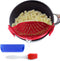 Clip On Kitchen Food Strainer for Spaghetti, Meat, Pasta, & Ground Beef Grease - Includes Silicone Drainer, Brush &