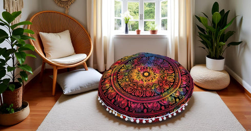 4 32" ICC Large Round seat Floor Cushion Chair Ottoman Cover Pouf Pillow Meditation Floor Cushions Cases Seating