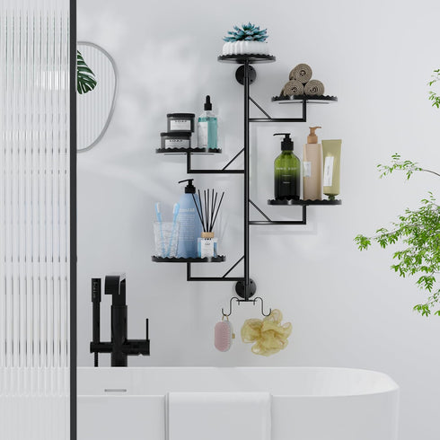 GcdPai 5-tier Rotating Window Plant Shelves indoor Metal Plant Stand, Wall Plant holder for Multiple Plants indoors