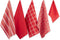 DII Assorted Woven Kitchen Set, 5 Piece, Red, Dishtowel 18x28, Dishcloth 13x13