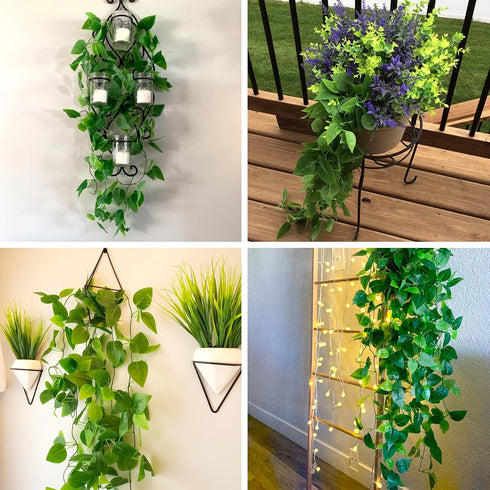 CEWOR 2pcs Fake Hanging Plants, 3.6ft Artificial Ivy Vine for Indoor Outdoor Home Decor (No Baskets)