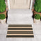 Black and Khaki Striped Outdoor Rug 24"x35", Cotton Hand-Woven Foldable Mat, Washable Reversible Door Mats for Entryway