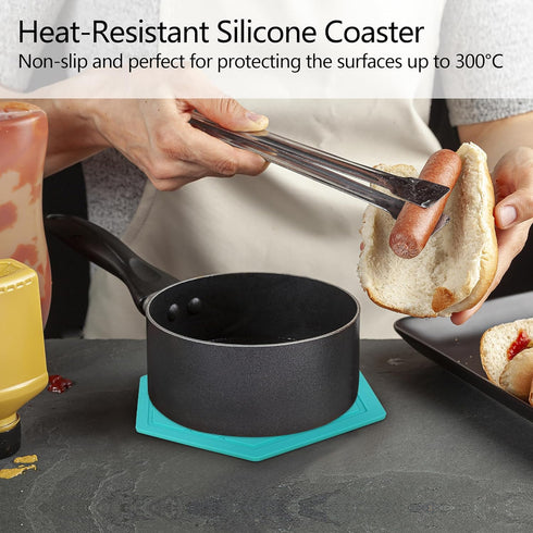 Set of 3 Silicone Trivet Mats, Hot Pads, Potholders for Pots and Pans (Aqua Saltwater)