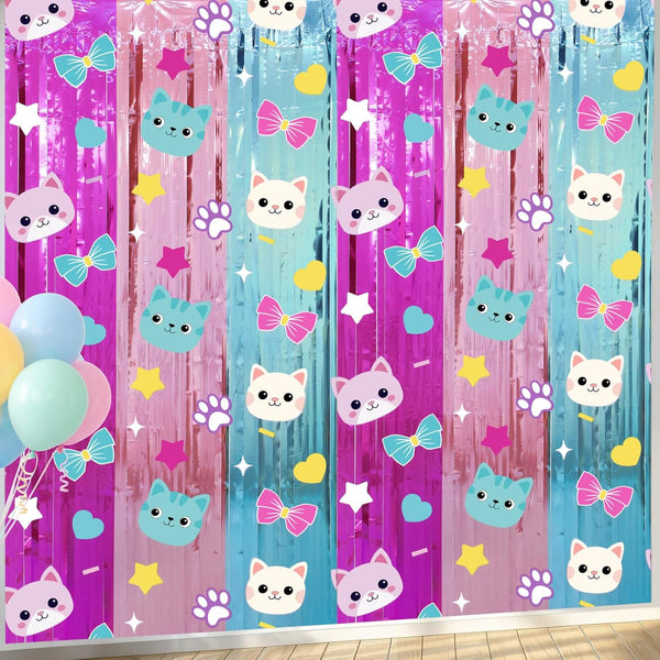 Tiamon 2 Pack Cat Dollhouse Party Decorations 3.3 x 6.6 Ft Foil