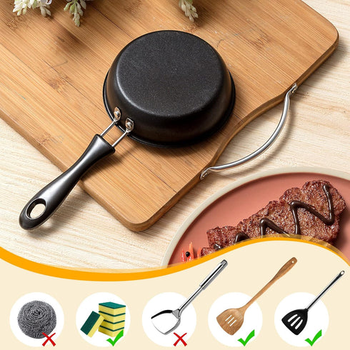 Tessco 2 Pieces Mini Cast Iron Skillet, 4.7 Inch Round Non Stick Fry Pan for Cooking and Baking