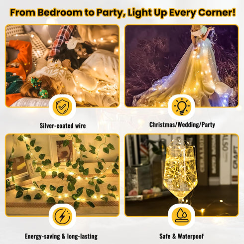 30 Pack White,7Ft 20LED ZSJWL Fairy Lights Battery Operated Warm Mini String Light, Waterproof Twinkle Light Silver