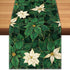 Green Poinsettia Table Runner Winter Floral Burlap Table Runners, Spring St Patricks