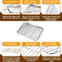 P&P CHEF Toaster Oven Pans with Racks Set of 2, Stainless Steel Small Baking Pan Sheet for Oven Cooking