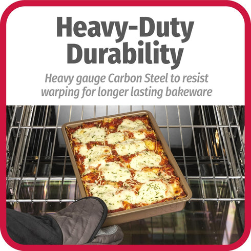 GoodCook BestBake Nonstick Textured Carbon Steel Oblong Pan, 9" x 13", Bronze