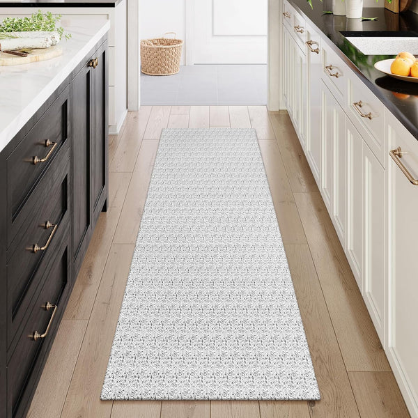 Collive Hallway Runner Rug 2x6, Non Slip Rubber Backed Gray Cotton Carpet, Washable Farmhouse Rug for Hallways