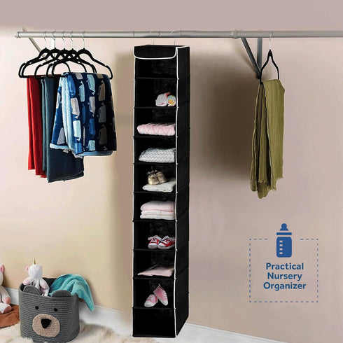 Closet 10-Shelf Closet ZOBER Hanging Organizer, - Hanging Storage Organizer Shelves for Clothes, Towels, Toys - College
