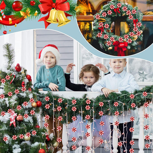 Shappy 50 Pieces Christmas Candy Canes Swirl Garland, Peppermint Christmas Decorations for Tree Ornaments