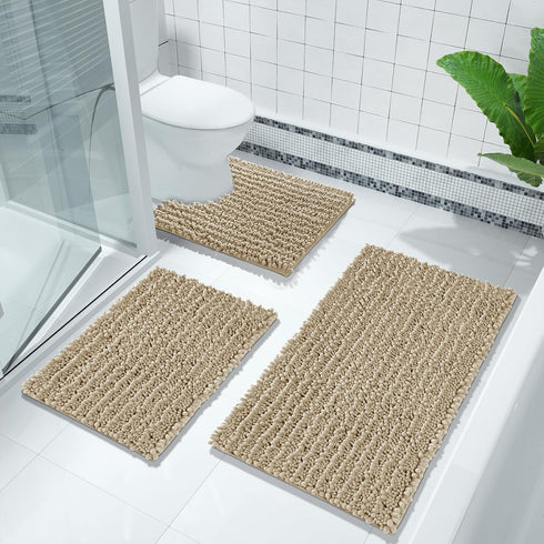 Yimobra Luxury Bath Rug Mat 24x17, Extra Soft & Absorbent Non-Slip Plush Shaggy Carpet, Camel, Machine Wash Dry