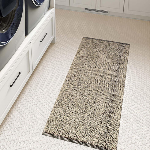 LEEVAN Washable Kitchen Rug 2' x 4.3', Natural Bathroom Runner, Reversible Small Hallway Rug for Foyer Laundry Decor