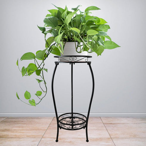 2 26.6" CASIMR Tier Plant Stand Indoor Outdoor, Tall Metal Potted Holder Rack Multiple Flower Pot Stand Heavy Duty